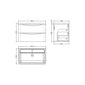 Nuie Lunar 800mm Wall Hung 2-Drawer Unit & Ceramic Basin - Satin Grey - welovecouk