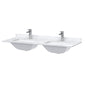 BC Designs White Marble Top Ceramic Double Basin 1200mm - 1 Tap Hole