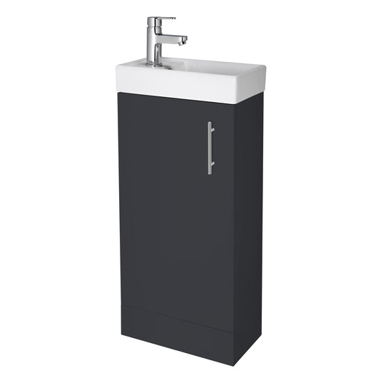  Nuie Minimalist 400mm Floorstanding Basin Vanity Unit - Soft Black