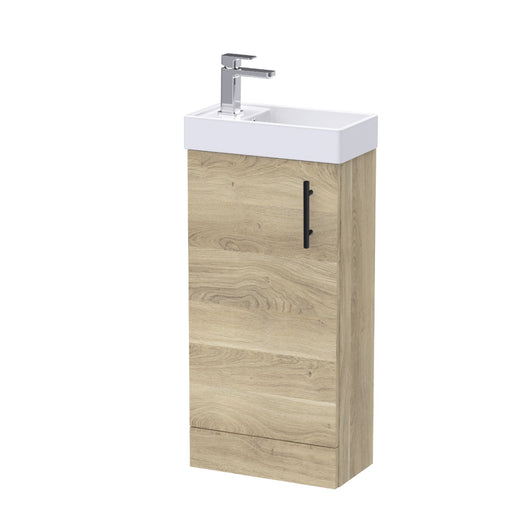  Nuie Minimalist 400mm Floorstanding Basin Vanity Unit - Beach Oak - welovecouk