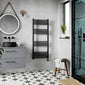 Nuie Round Straight Electric Towel Radiator 1200x500 - Matt Black