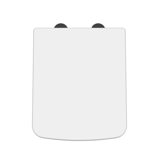  Nuie Square Soft Close Toilet Seat - White & Black Seat Cover Caps - welovecouk