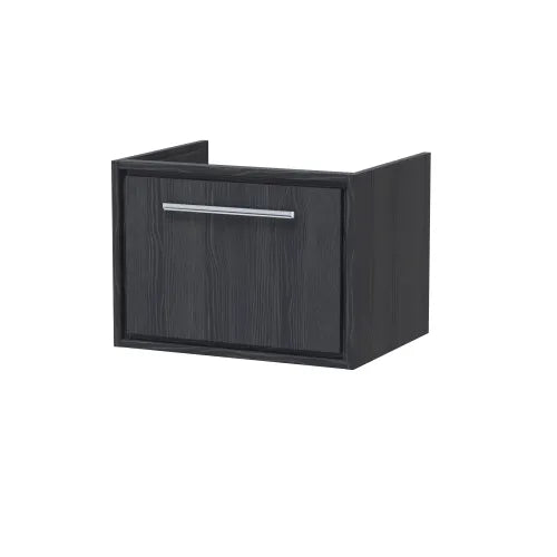  Hudson Reed Lille 600mm Wall Hung 1 Drawer Vanity Unit - Graphite Grey Woodgrain