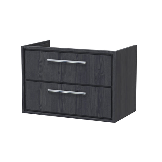  Hudson Reed Lille 800mm Wall Hung 2 Drawer Vanity Unit - Graphite Grey Woodgrain