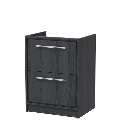  Hudson Reed Lille 600mm Floor Standing 2 Drawer Vanity Unit - Graphite Grey Woodgrain