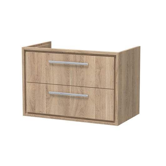  Hudson Reed Lille 800mm Wall Hung 2 Drawer Vanity Unit - Bleached Oak