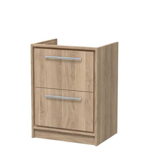  Hudson Reed Lille 600mm Floor Standing 2 Drawer Vanity Unit - Bleached Oak