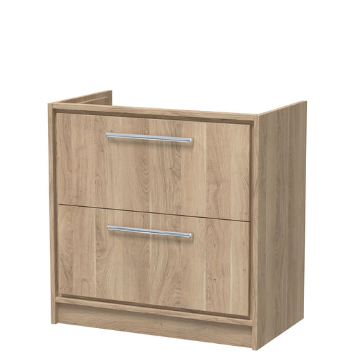  Hudson Reed Lille 800mm Floor Standing 2 Drawer Vanity Unit - Bleached Oak