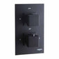 Niagara Square Concealed Twin Valve with Squared Slide Rail Kit - Black - welovecouk
