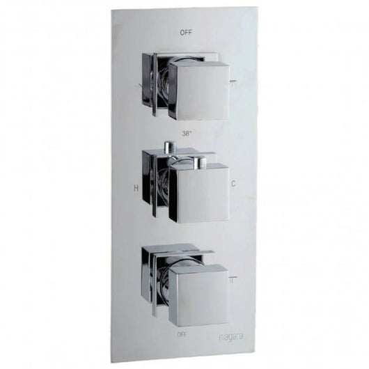 Niagara Concealed Triple Valve with Square Shower Head and Minimal Handset - Chrome - welovecouk