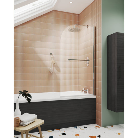  Nuie Pacific Round Bath Screen With Rail - Polished Chrome