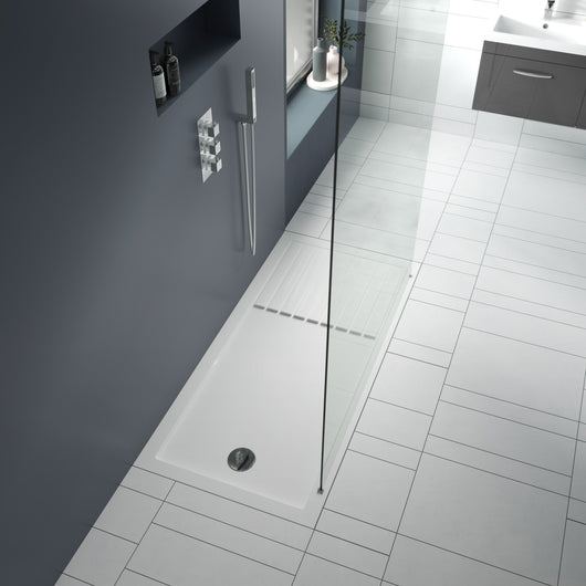  1700 x 700mm Walk In Rectangular Stone Shower Tray With Drying Area