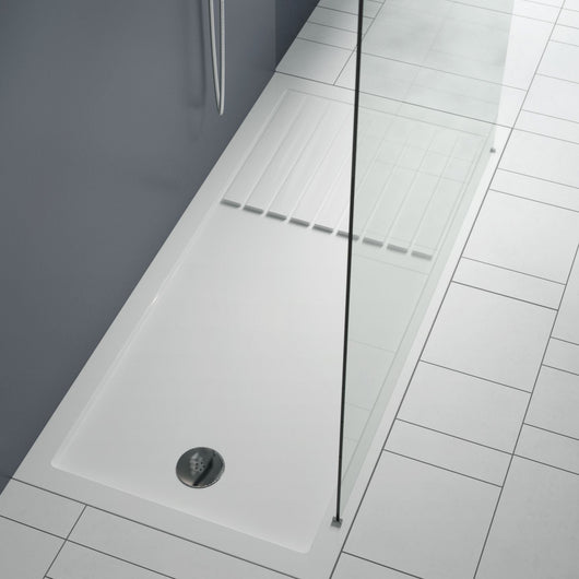  1400 x 900mm Walk In Rectangular Stone Shower Tray With Drying Area