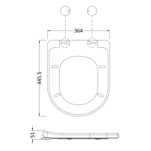  Nuie D Shaped Soft Close Toilet Seat                 - White