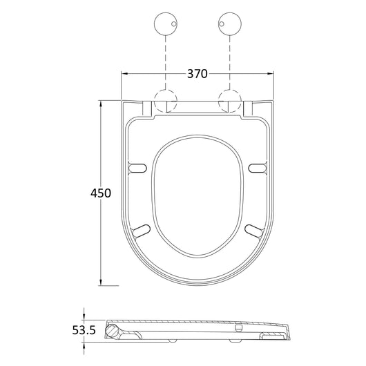  Nuie D Shaped Soft Close Toilet Seat                 - White