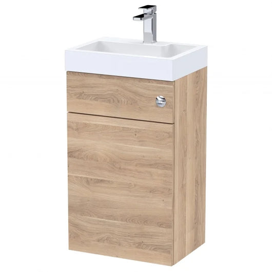  Deus 500mm Toilet and Basin Combination Unit - Bleached Oak