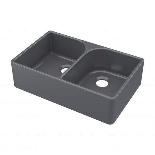  Nuie Butler Fireclay FW Kitchen Sink with Overflow Bowl 795mm L x 500mm W - Soft Black