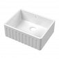 Nuie Fireclay Butler Fluted Sink with Overflow Bowl 595 x 450 - White