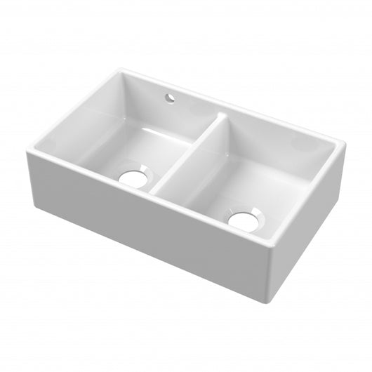  Nuie Butler Fireclay SW Kitchen Sink with 1 Overflow 2.0 Bowl 795mm L x 500mm W - White