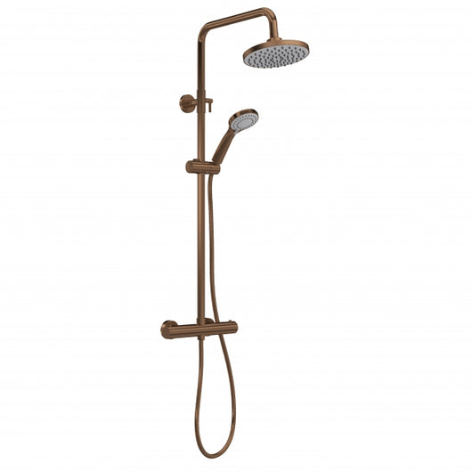  Nuie Thermostatic Bar Mixer Shower with Shower Kit and Fixed Head - Brushed Bronze