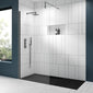 Nuie Wet Room Screen 1850mm High Wide with Support Bar 8mm Glass - Brushed Pewter