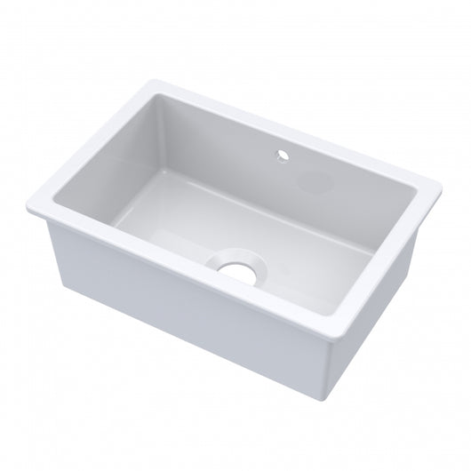  Nuie Undermount Fireclay Kitchen Sink Bowl with Overflow 711mm L x 483mm W - White