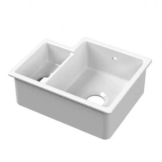  Nuie Undermount Fireclay RH Kitchen Sink Bowl with Central Waste 549mm L x 441mm W - White