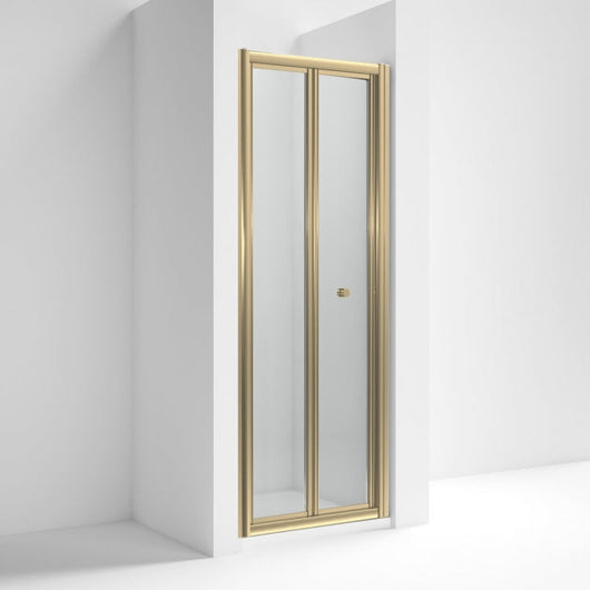  Rene 800mm Bi-Fold Brushed Brass Shower Door - 4mm Glass