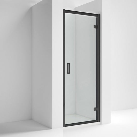  ShowerWorX Atlantic Hinged Matt Black Shower Door - 6mm Glass