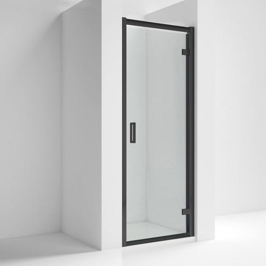  Rene Hinged Matt Black Shower Door - 6mm Glass