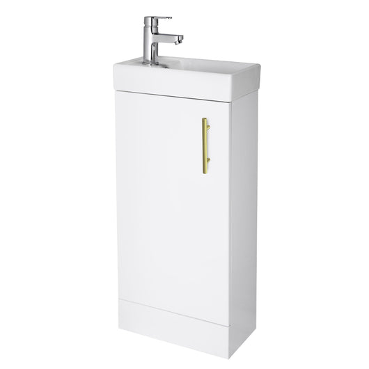  Arosa Minimalist 400mm Floorstanding Vanity & Basin Unit - White - welovecouk