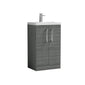 Nuie Arno Compact 500mm Floor Standing 2-Door Vanity & Polymarble Basin - Brown Grey Avola