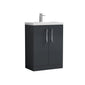 Arno Compact 600mm Floor Standing 2-Door Vanity & Ceramic Basin - Soft Black