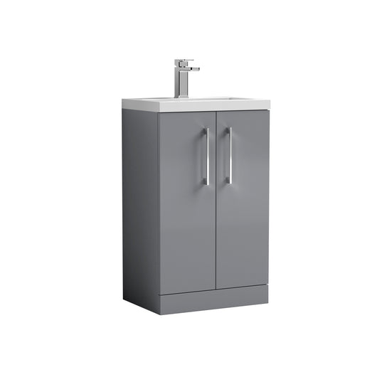  Arno Compact 500mm Floor Standing 2-Door Vanity & Ceramic Basin - Satin Grey