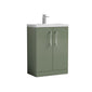 Ryker Compact 600mm Floor Standing 2 Door Vanity & Polymarble Basin - Satin Green