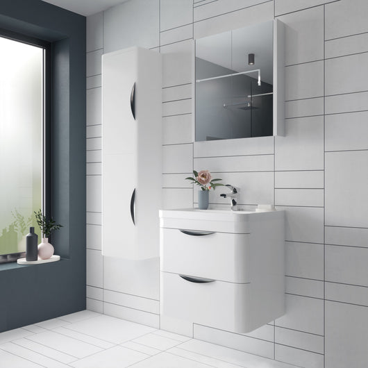  Pride 600mm Wall Hung 2-Drawer Basin Vanity Unit - Alpine White - welovecouk