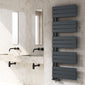 Reina Pettino Vertical Flat Panel Heated Towel Rail - 1424 x 550mm - Anthracite - welovecouk