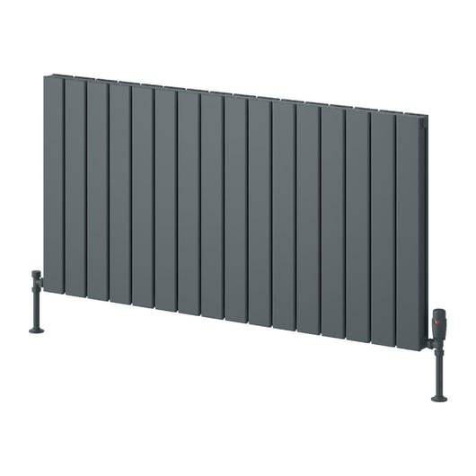  Reina Piatto Horizontal Aluminium Radiator - Double / 600 x 1195mm - Anthracite