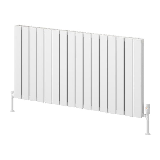  Reina Piatto Horizontal Aluminium Radiator - Double / 600 x 1195mm - White
