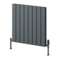 Reina Piatto Horizontal Aluminium Radiator - Double / 600 x 595mm - Anthracite - welovecouk