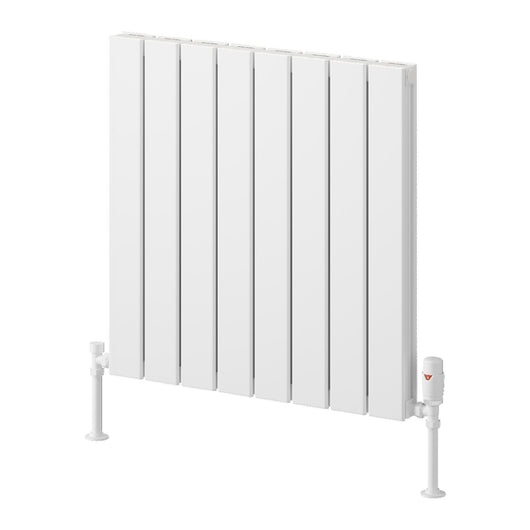  Reina Piatto Horizontal Aluminium Radiator - Double / 600 x 595mm - White