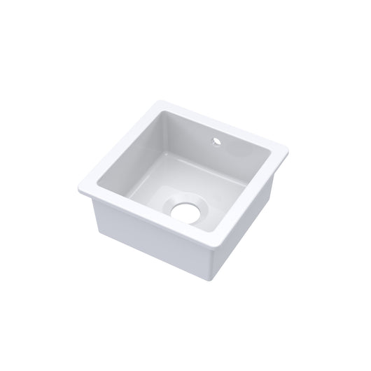  Nuie Undermount Fireclay Kitchen Sink Inset Single Bowl with Overflow 457mm x 457mm x 203mm