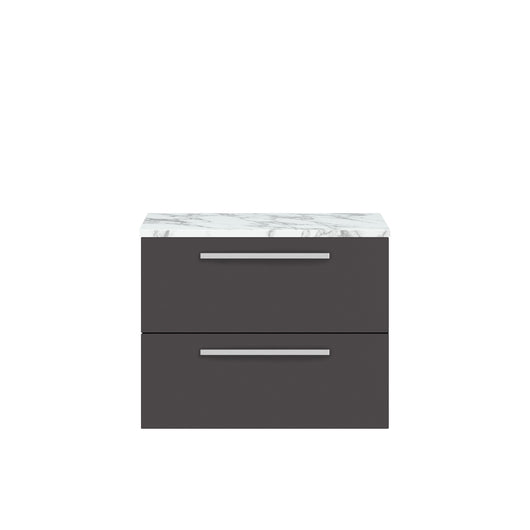  Hudson Reed Quartet 720mm Wall Hung 2-Drawer Unit & Laminate Worktop - Gloss Grey