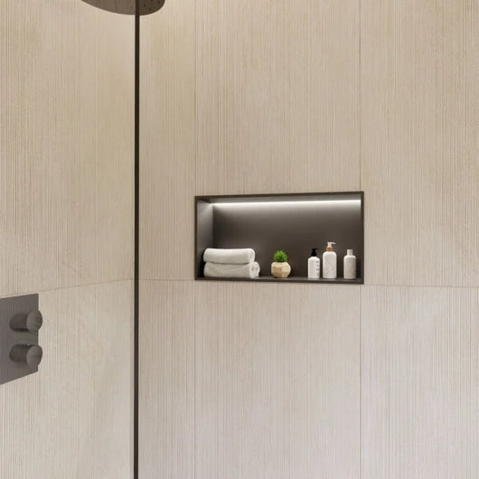  RAK Ingot Rectangular Recessed Niche 300mm H x 600mm W with LED - Matt Black