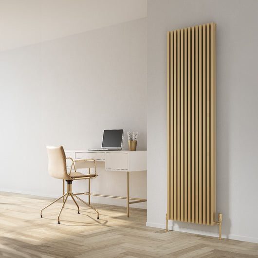  Reina Albano Vertical Aluminium Radiator - 1800 x 510mm - Brass Effect - welovecouk