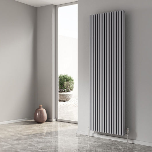  Reina Albano Vertical Aluminium Radiator - 1800 x 590mm - Silver - welovecouk