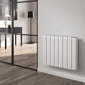 Reina Aron Horizontal Die Cast Ceramic WIFI Electric Aluminium Radiator - 570 x 720mm - White - welovecouk