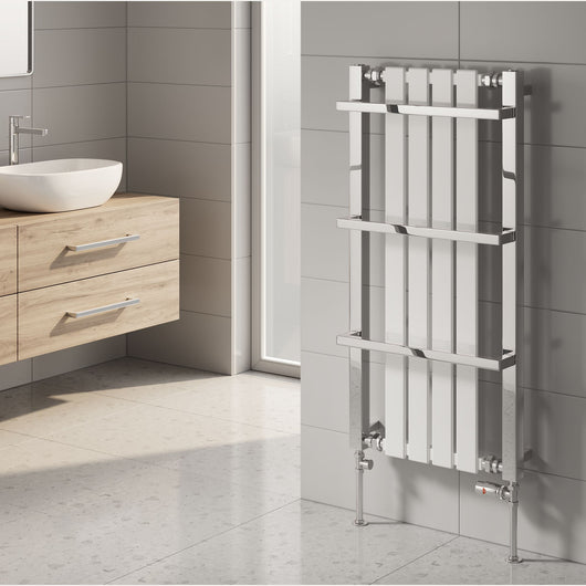 Reina Ashen Designer Radiator Towel Rail - 1000 x 490mm - White - welovecouk