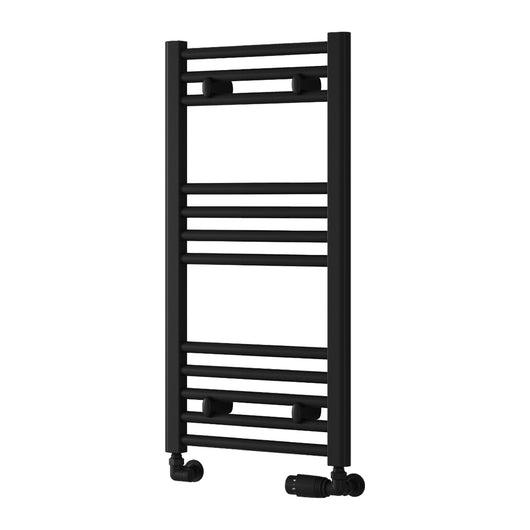  Reina Capo Vertical Flat Straight Heated Towel Rail - 800 x 400mm - Black