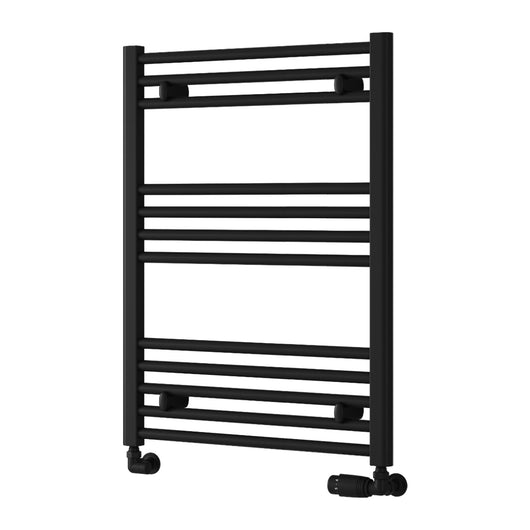  Reina Capo Vertical Flat Straight Heated Towel Rail - 800 x 600mm - Black